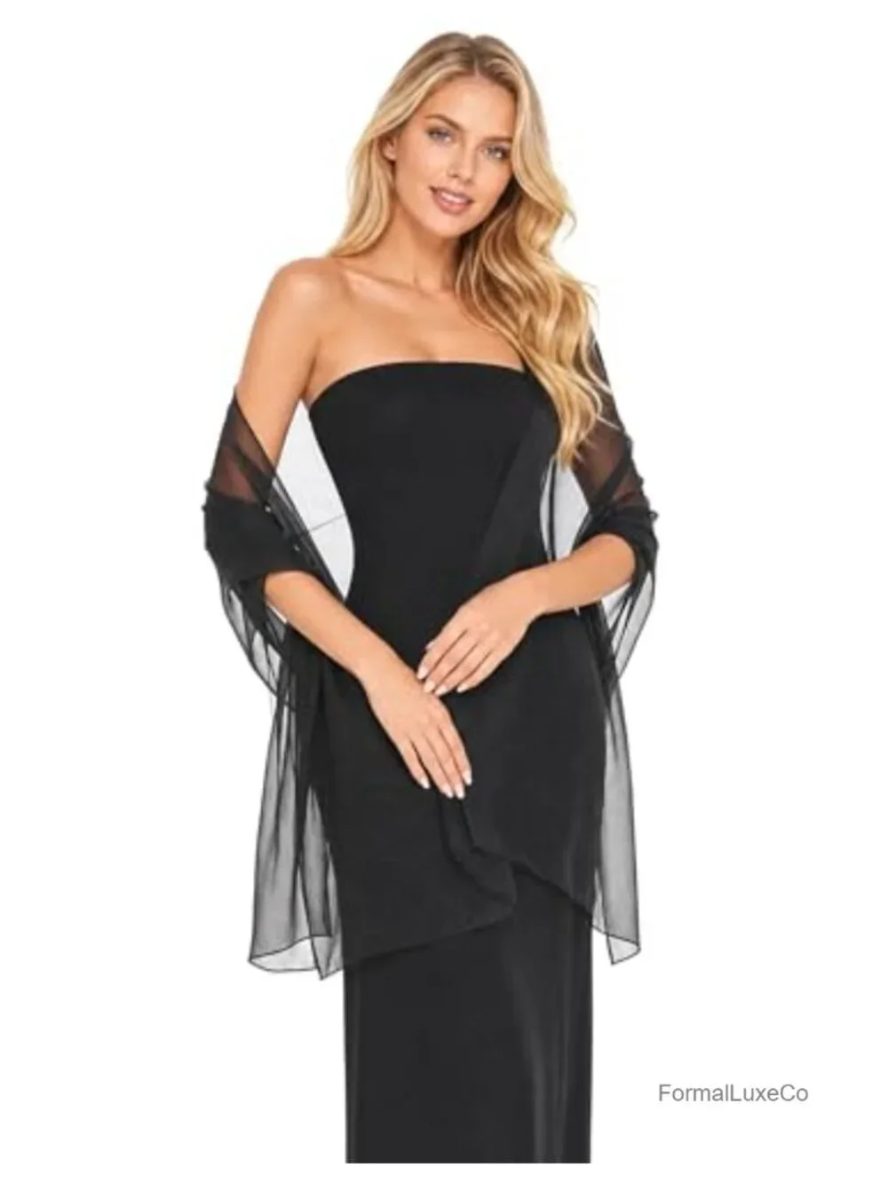Sheer Chiffon Evening Shawl Wrap for Women Wedding Bridal Scarf